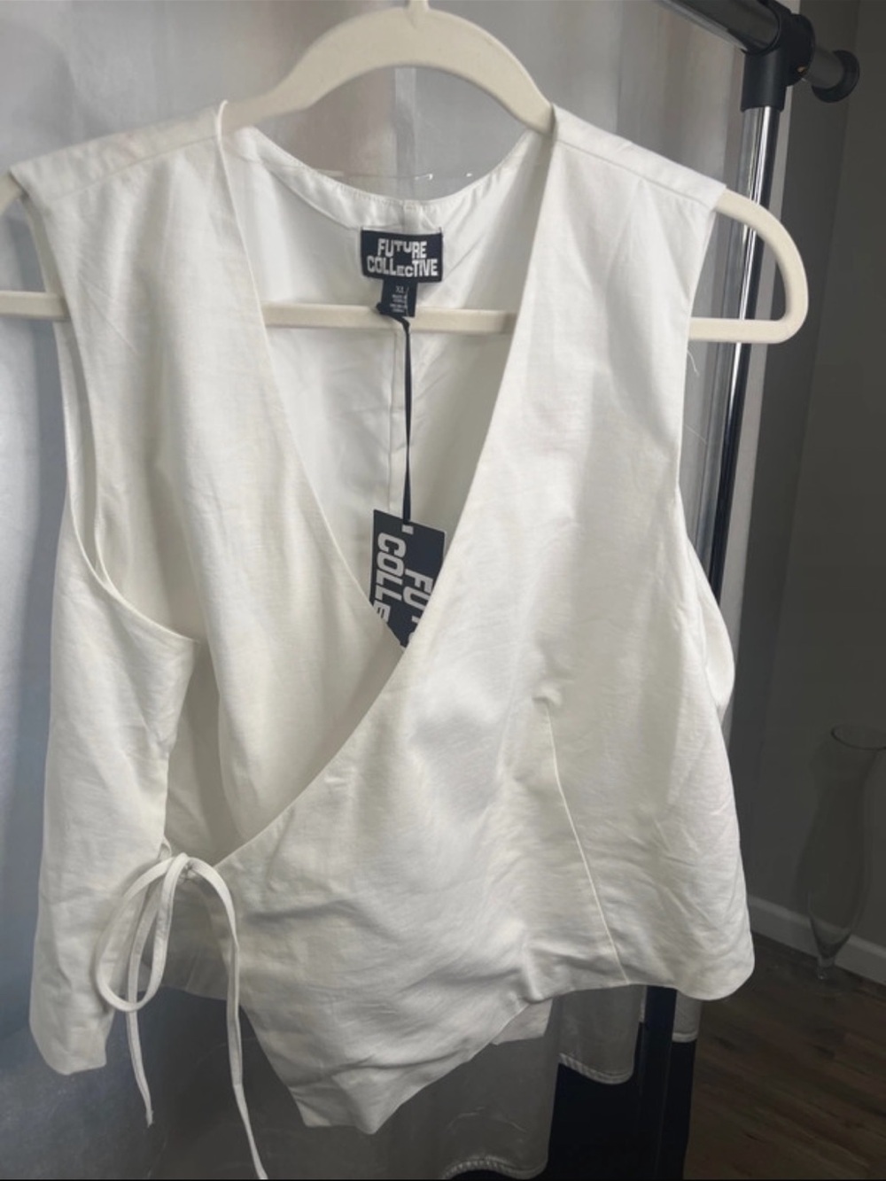 Future Collective White Wrap-Front Camisole